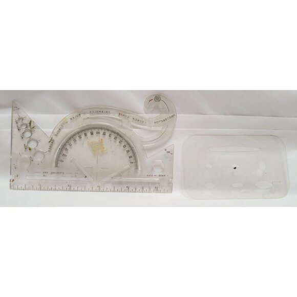 Lot of 7 Vintage Drafting Tools Radius Guides Rulers Lettering Aid Drill Gauge - Picture 3 of 9